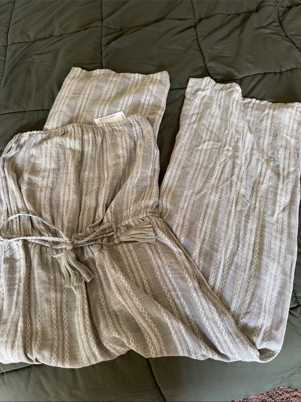 Green strapless floor length jumper